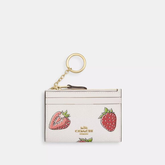 COACH Mini Skinny Id Case With Strawberry Print - Picture 2 of 3